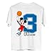 Personalized Mickey Basketball Birthday Shirt | Personalized With Name and Age | Handmade Decorated Shirt | Unisex White T-Shirt