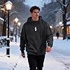 RUIZEHONG Fleece Hoodies for Men High Neck Sweatshirts Casual Loose Fit Lightweight Techwear Pullover Fall Winter Dark Grey #2