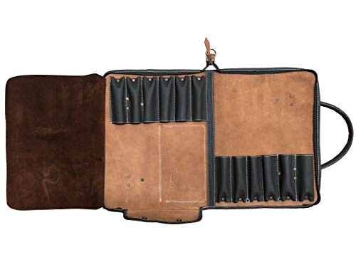 Professional Chef Lightweight Genuine Premium Vintage TAN Leather Chef Carrying Knife Bag/Knife Roll 12 Pockets Space *KB016 - Image 4