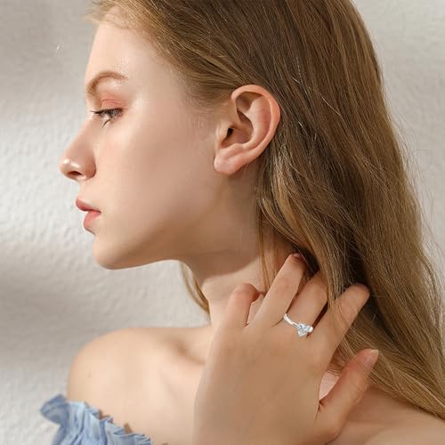 DIYA Personalized 1CT Moissanite Engagement Bands for Women D Color VVS1 Clarity 925 Sterling Silver 18k Gold Plated Promise Ring Custom Name Ring Gift for Anniversary and Special Occasions2