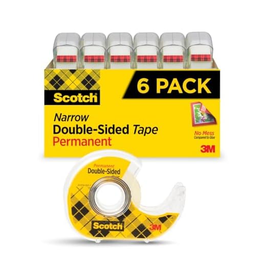 Scotch Double Sided Tape, 1/2 in x 500 in, 6 Dispensered Rolls (6137H-2PC-MP)