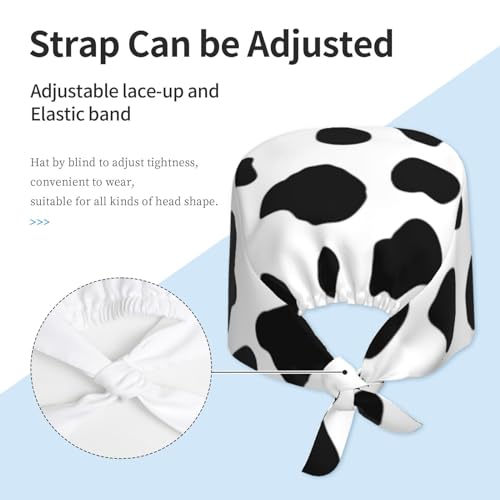 Image of Cute Pug Dog Print Working Cap Scrub Cap with Sweatband,Adjustable Fashion Bandage Tie Back Hat Headwear for Women Men