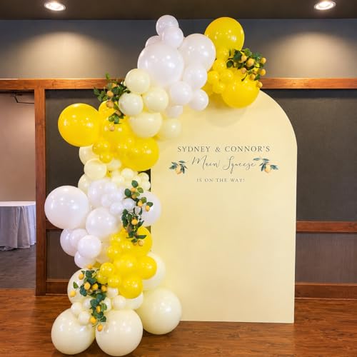 Image of Yellow and White Balloons, 12Inch Pastel Yellow White Gold Confetti Balloons for Bee Lemon Wedding Baby Bridal Shower Sunflower Birthday Party Decorations