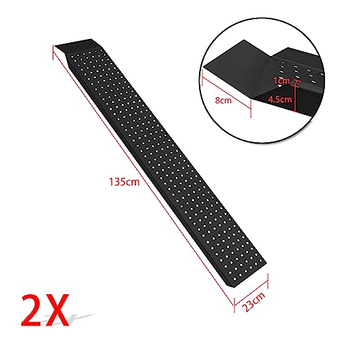 ACXIN 2 Stück Auffahrrampe, Antirutsch Verladerampe Laderampen für Motorrad ATV Quad PKW Auto, Max 400 kg Laderampe aus Verzinkter Stahl, 135 x 23 cm (Schwarz)