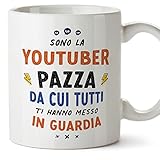  MUGFFINS Tazas para YOUTUBER mujer - En Italiano - Tutti ti hanno messo in guardia - 11 oz / 330 ml - Regalo original y divertido