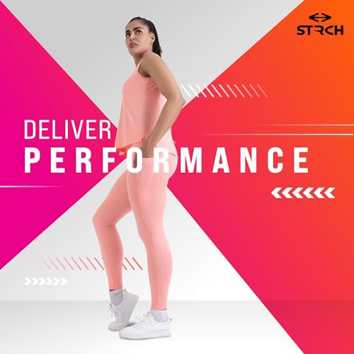 Image of STRCH Nylon High Waist No-Roll Leggings for Women- Secure fit, Leggings for Gym, Yoga, Running, Super Stretch, Sweat-Wicking, Lightweight, Breathable, Wrinkle Free, No-roll Waist Band.