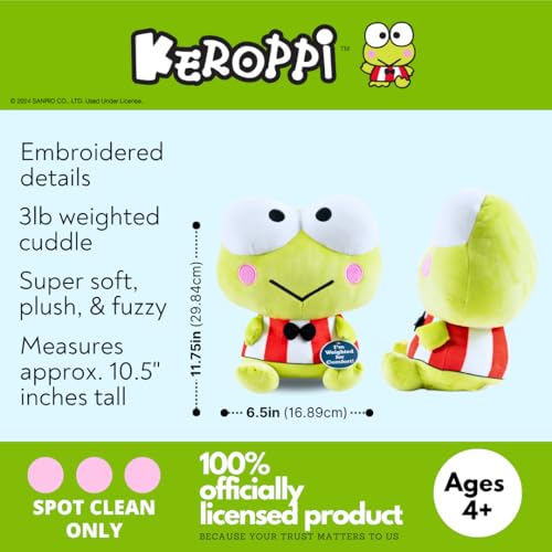 Image of Franco Calm Keroppi Bedding Super Soft Plush Calming 3Lb Weighted Cuddle Pillow Buddy, Comfort Pillow, (Officially Licensed Product)