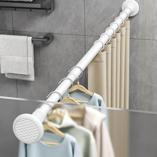 Teleskopstange Weiß für Gardinen edelstahlbelassbar Duschvorhangstange 165"-193" Bohrungsansatzfrei 70-120cm