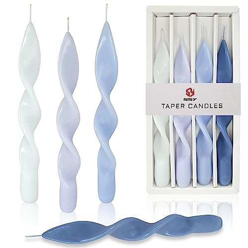 Unscented Twisted Taper Candles Sticks Candles 4PCS Gradient Color Taper Candles 9 inch Candles for Home Decor, Relaxation & All Occasions