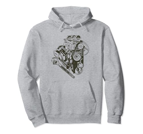 Car Mechanic Engine & Wrench Graphic Hoodie