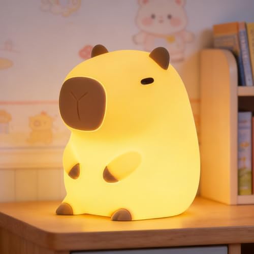 FAMIDUO Capybara Night Light for Kids - Safe Squishy Silicone Nursery Light with Timer,Dimmable & Rechargeable Touch Bedside Lamp, Cute Capybara Gift for Boys Girls Toddlers, Baby & Kids Room Decor