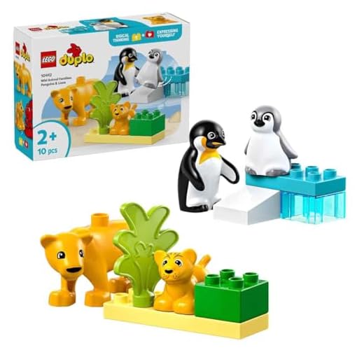 LEGO DUPLO Wild Animal Families: Penguins & Lions Educational Montessori Toy for 2 Plus Year Old Girls & Boys, Construction Set Sparks Creative Play and Helps Develop Fine Motor Skills 10442