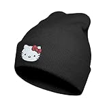 Kitty Beanie Embroidered Anime Beanies Red Kitty Knit Hat Cute Kawaii Winter Hats for Girls Gifts Funny Beanie Hat for Women