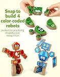 Coogam Take-Apart Robot Blocks Playset, Wooden Snap-Together STEM Building Toy, Fine Motor Construction Builder, Color Shape Educational Learning Toy Gift for Boys Girls 3 4 5 Year Old