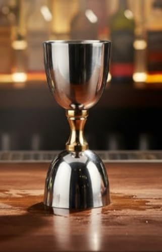 Image of Stainless Steel Premium Peg Measurer 30 & 60ml Jigger Bar Cocktail Shot Glass Metal Measure Cup Tool Set of 1