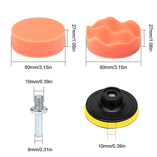 3 Inch Polishing Pad, 7Pcs Car Cleaning Kit Car Wax Applicator Pad Wool Sponge Buffing Pads Drill Buffing Kit With Drill Adapter For Car Headlight Restoration,Sanding, Polishing,Waxing & Sealing Glaze #TOP3