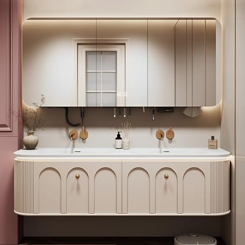 TIZAZO 84IN Cream Style Bathroom Vanity Set - Double Sink