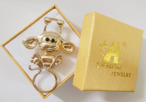 Image of Lovely Magnetic Reading Glasses Holder Clip Multi-Function Monkey Pin Brooch /Necklace (Rose Gold Brooch)