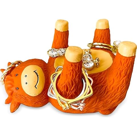 Sixdrop Highland Cow Ring Holder For Jewelry - Decorative Trinket Organizer - La Vaca Cow Earrings, Necklaces, Keys, Bracelets, Watches - Bison Lover Bull Ox Christmas Gift Dish Tray Idea for Her Cover