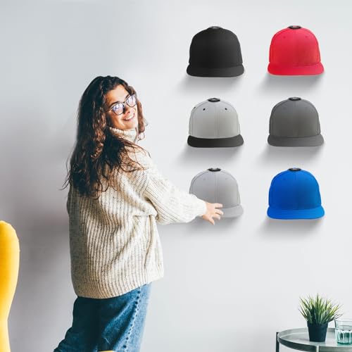 Vuteukis 12 Stück Cap Halterung Wand, Selbstklebende Kappenhalter, Basecap Halterung Wand mit 12 Doppelseitiges Klebeband und 12 Nägel (6 Transparent und 6 Schwarz)
