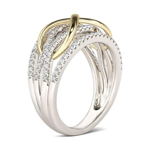 Round Cut Diamond Eternity Ring, 1.50 Ct, Two Tone 14K Gold Finish, Sterling Silver 925, Wedding Band4