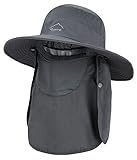 Womens Full Brim Hat for Sun Protection Hat Mens Fishing Hat UPF 50+ Foldable Wide Brim Mens Safari Hat Sun Hat Hiking Hat Women Men, Dark Grey