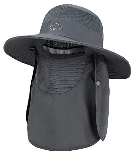 Women Men Sun Hat Fishing Hat UPF 50+ Rollable Wide Brim Safari Hat Hiking Hat, Dark Grey