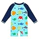 HUAANIUE 1-Teiliger Jungen Baby Badeanzug Anti-UV UPF 50+ Baby Jungen Einteiliger Badeanzug Langen Ärmeln mit Reißverschluss 1 Monat-6 Jahre (S271-Blaues Meeresleben, 1 Monat-6 Monate)