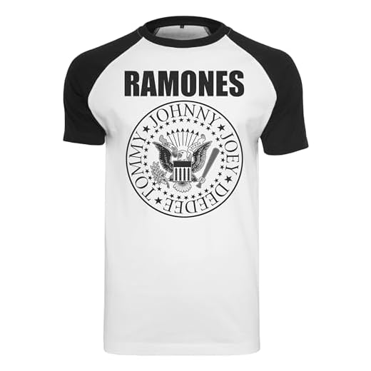 MERCHCODE Ramones Circle Raglan Tee, Camiseta Hombre, Blanco/negro, XL