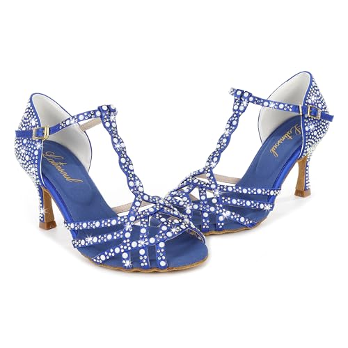 Image of Latinsoul Y205-34 Women's Crystal Embellished Latin Dance High Heel Shoes - Stylish Design Adjustable Ankle Strap Dance Shoes