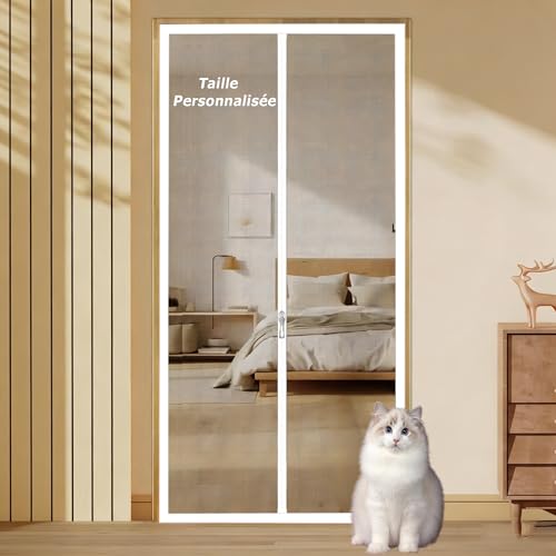 Porte Grillagée pour Chats, Filet pour Animaux Domestiques écran de Porte de Taille Personnalisée, Porte Grillagée de Balcon avec Fermeture Éclair,...