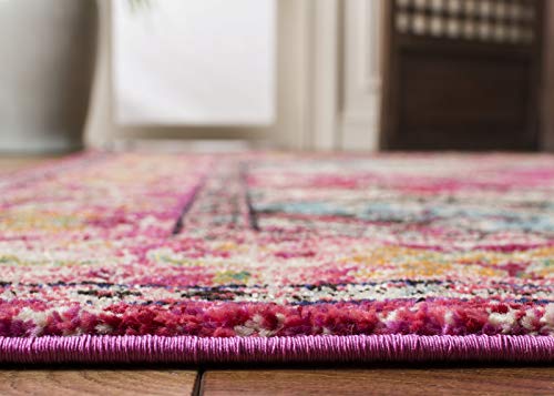 Safavieh Monaco Collection 8' X 11' Pink/Multi Mnc243D Boho Chic Medallion Distressed Non-Shedding Living Room Bedroom Dining Home Office Area Rug #TOP6