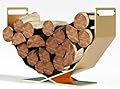 BRENNHOLZ Firewood Rack,17.72 Inches Decorative Heavy Duty Firewood Storage Rack Wood Holder for Outdoor Indoor (Gold)