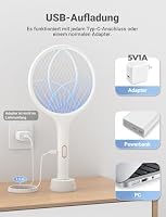 YISSVIC Elektrische Fliegenklatsche extra stark 4000V 2 in 1 Weiß 1 STK – Ansicht 6