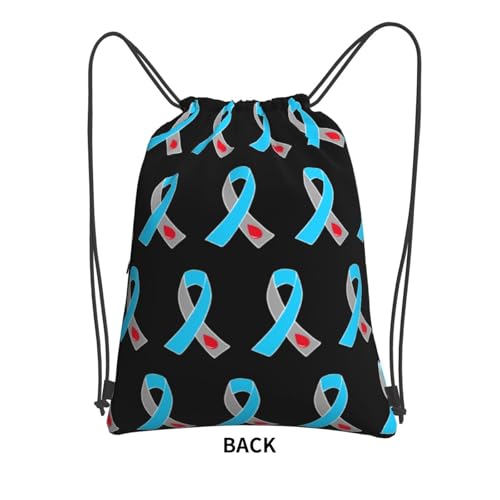 Diabetes Awareness Drawstring Backpack Water Resistant String Bag Sports Sackpack Gym Sack with Zipper Pocket for Men Women Black2
