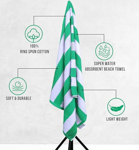 Utopia Towels Cabana Beach Towels, 4 Pack, 30x60 in, Cotton, Striped, Green by Utopia Towels - Used condition - Image 3