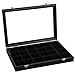 SONGMICS JDS303 Portagioie con 24 scomparti, con rivestimento in velluto, coperchio in vetro e chiusura, idea regalo, colore: nero, JDS303