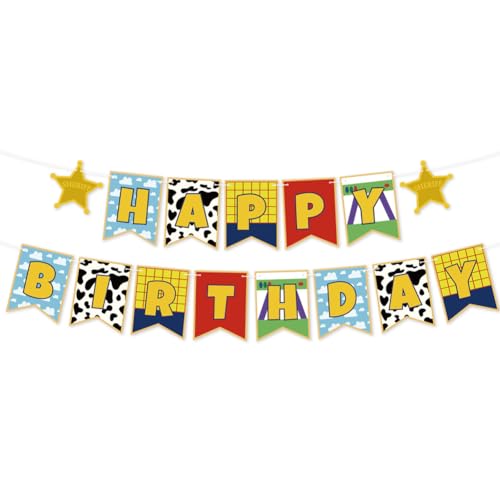Cartoon Toy Birthday Happy Banner And Garland Cartoon Story Party Decoration Supplies Baby Shower Cartoon Story Party Supplies And Provisions Birthday Background Indoor And Outdoor Decoration