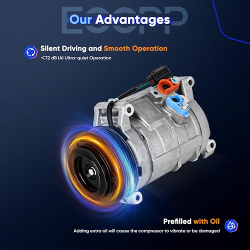Image of ECCPP AC Compressor with Clutch for Cadillac SRX V6 3.6L 2004-2009 | Rapid Cooling AC Compressor