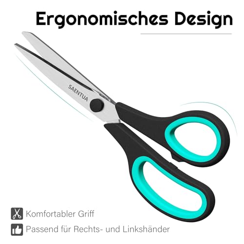 Edelstahl Scheren Set 3 Stück, 21cm Schere mit ultrascharfen 2,5 mm Dicken Klingen, Komfortable Griffe, Langlebige Scheren für Büro Schule Handwerk zu Hause, Rechts-/Linkshänder Schere