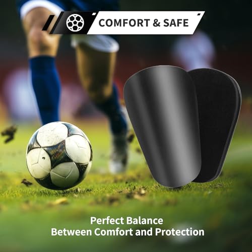 Motspo Mini Soccer Shin Guards for Youth and Adults - Extra Small Protective Equipment shin Guards Soccer Miniature Shin Guard for Men, Women, Kids, Boys, and Girls (3.7x2.4 inches, Black) — view 6