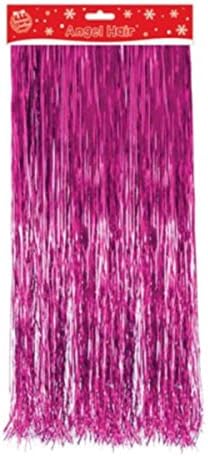 The Home Fusion Company Hot Pink Angel Hair Lamatte Christmas Xmas Tree Decoration Garland, Lamatte Angel Hair