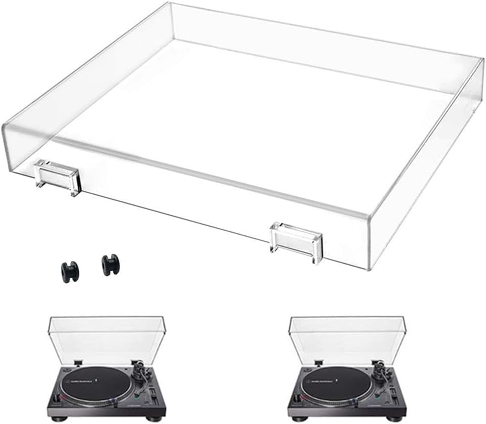 Stereo Turntable Dust Cover Protector Compatibe with Audio AT-LP120XUSB-BK/AT-LP120XBT-USB-T-e-c-h-n-i-c-a, Clear Acrylic Stereo Turntable Dustcover for Modern Vintage Record Players, Clear