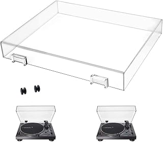 Stereo Turntable Dust Cover Protector Compatibe with Audio AT-LP120XUSB-BK/AT-LP120XBT-USB-T-e-c-h-n-i-c-a, Clear Acrylic Stereo Turntable Dustcover for Modern Vintage Record Players, Clear