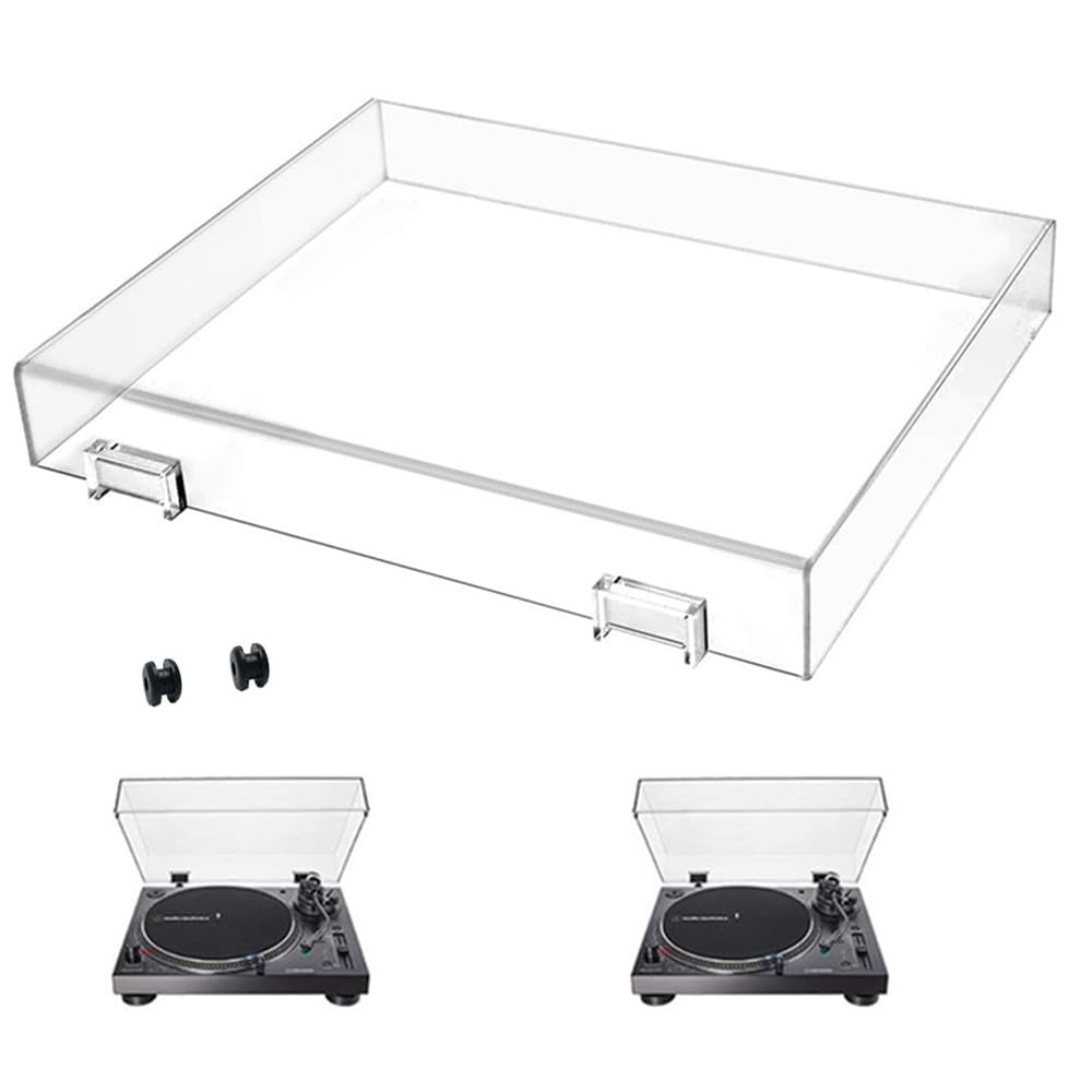 YJNBEST Stereo Turntable Dust Cover Protector Compatibe with Audio AT-LP120XUSB-BK/ATLP120XBTUSB-T-e-c-h-n-i-c-a, Clear Acrylic Stereo Turntable Dustcover for Modern Vintage Record Players, Clear