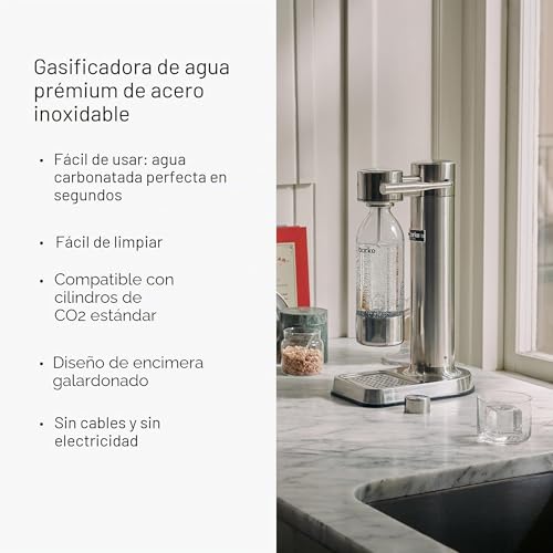 Miniatura 4 de Aarke Carbonator 3, Máquina Para Hacer Agua Con Gas En Acero Inoxidable, Incluye Botella 800ml, Acabado En Acero