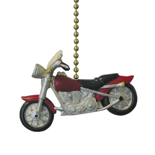 Clementine Design Red Motorcycle Hog Ceiling Fan Pull Chain Light Decorative Extension