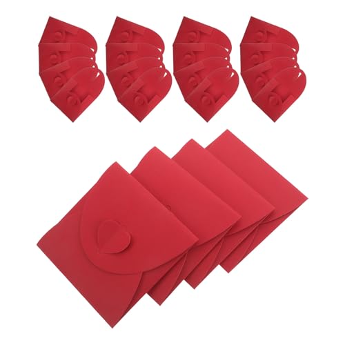 Sobres para CD en eventos y bodas con diseño kraft rojo y cierre romántico de corazón