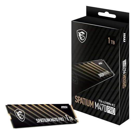 MSI SPATIUM M470 PRO SSD 1 TB – PCIe 4.0 NVMe M.2 interne Solid-State-Festplatte, 6000 MB/s Lesen & 4500 MB/s Schreiben, 3D NAND, integrierte Datensicherheit, Center – 5 Jahre Qualität (320 TBW)