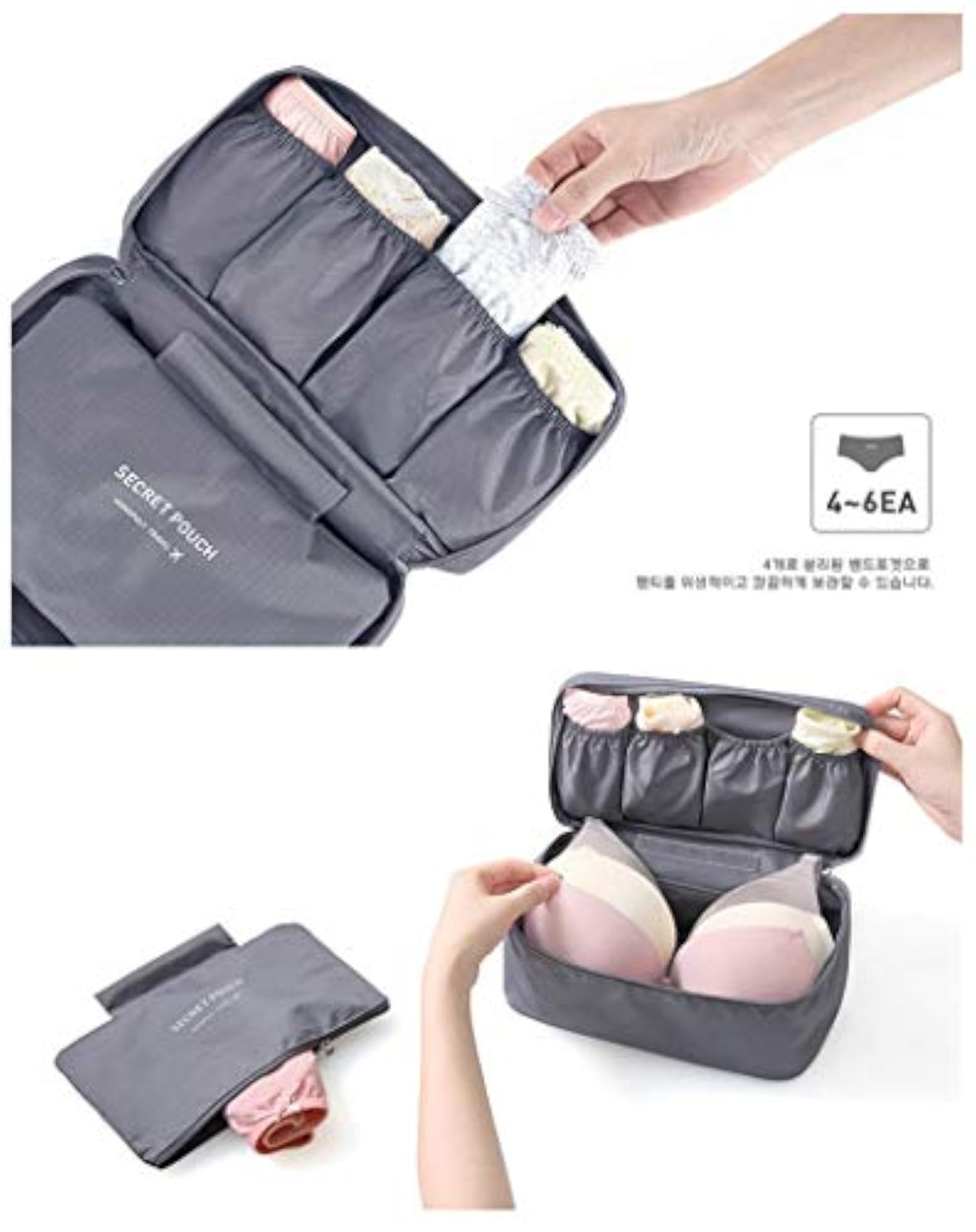 Underwear Storage Box with Handle Cover, Travel Fabric Bag